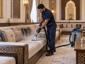 شركة تنظيف مجالس في ابوظبي تقدم خدمات تنظيف احترافية للمجالس والكنب والمفروشات مع إزالة البقع والأتربة.